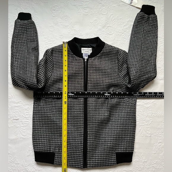 NWT CHARLES GRAY LONDON Black Gray Metallic Front Zip Bomber Jacket L - Picture 5 of 16